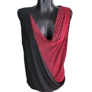 Penningtons Draped Cowl Neck Sleeveless Top in Black and Red Size 1X